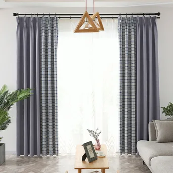 

Modern Minimalist Curtains for Living Dining Room Bedroom Double-sided Mosaic Printing Curtains Finished Product Customization