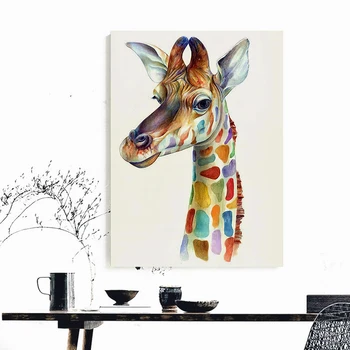 

Abstract Animal Wall Art Canvas Painting Cartoon Giraffe Posters and Prints Wall Art Pictures for Kids Room Quadros Home Decor