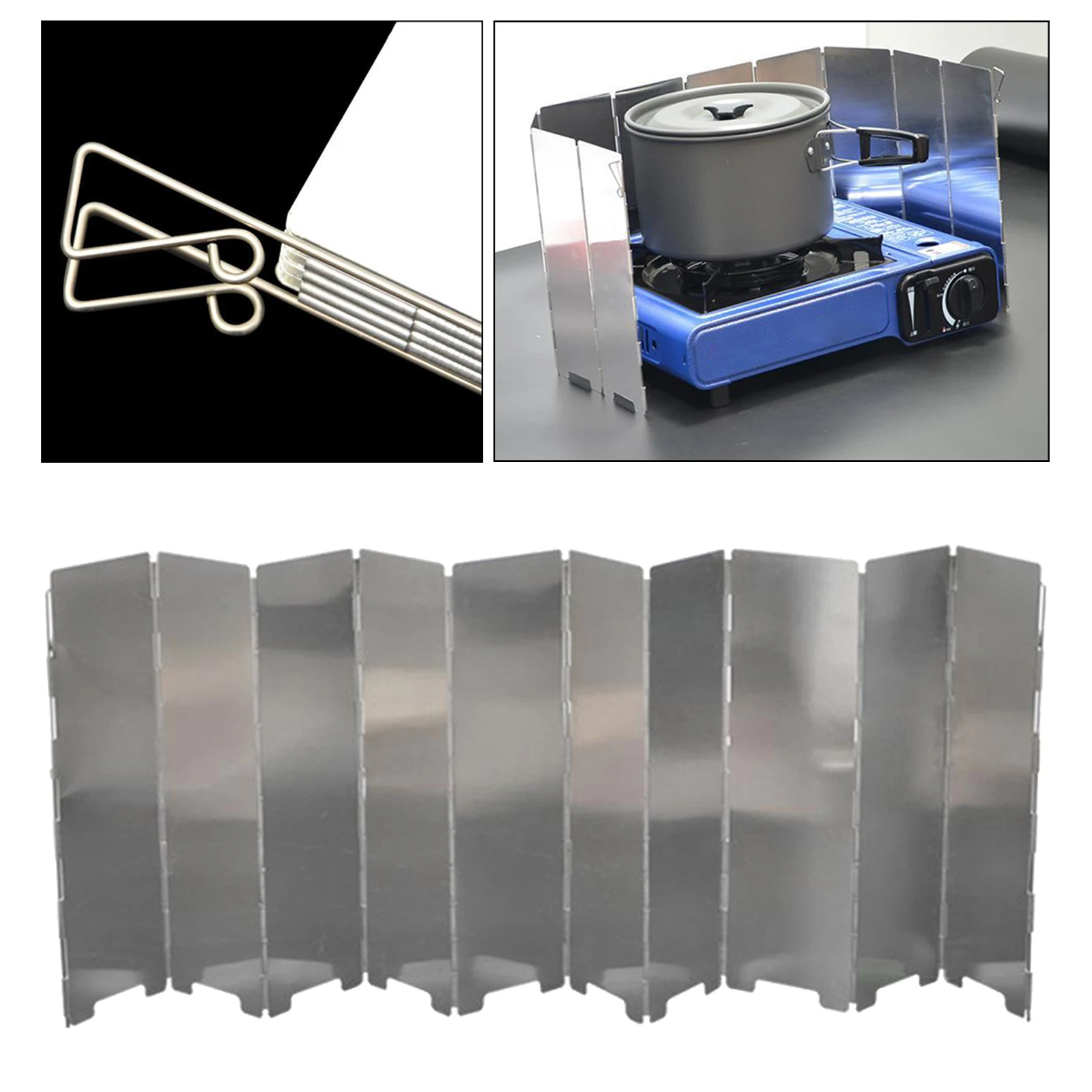 10x Folding Wind Shield Camping Grills Wind Panels Gas Stove Windscreen for Outdoor Hiking Picnic Traveling