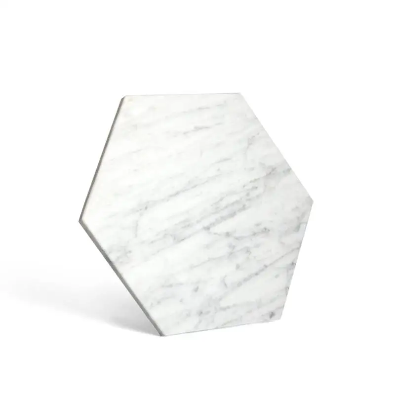 Hexagon Marble Plate Serving Tray Teapot Plate Snack Tray Jewelry Base Natural Stone Crafts