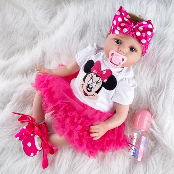 

New Pattern Girl Toys 55cm Soft Silicone Reborn Dolls Surprises Baby Realistic Doll Reborn Vinyl Boneca Reborn Doll For Girls