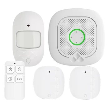 

WIFI Home Security Alarm System, Smart Home Intruder Alarm Kit Support Remote Control Real-Time Update TUYA APP US Plug