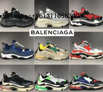 

Balenciagas Triple S Black shoes Women Dad Clear Sole White Trainers Fashion Neon Green Sneakers B56000