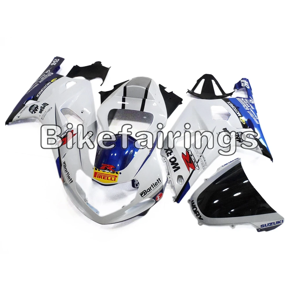 Инъекции Полный обтекатели для Suzuki GSXR600 GSXR750 K1 2000 2001 2002 2003 ABS Пластик электронный атомайзер белого и синего цвета Чехлы