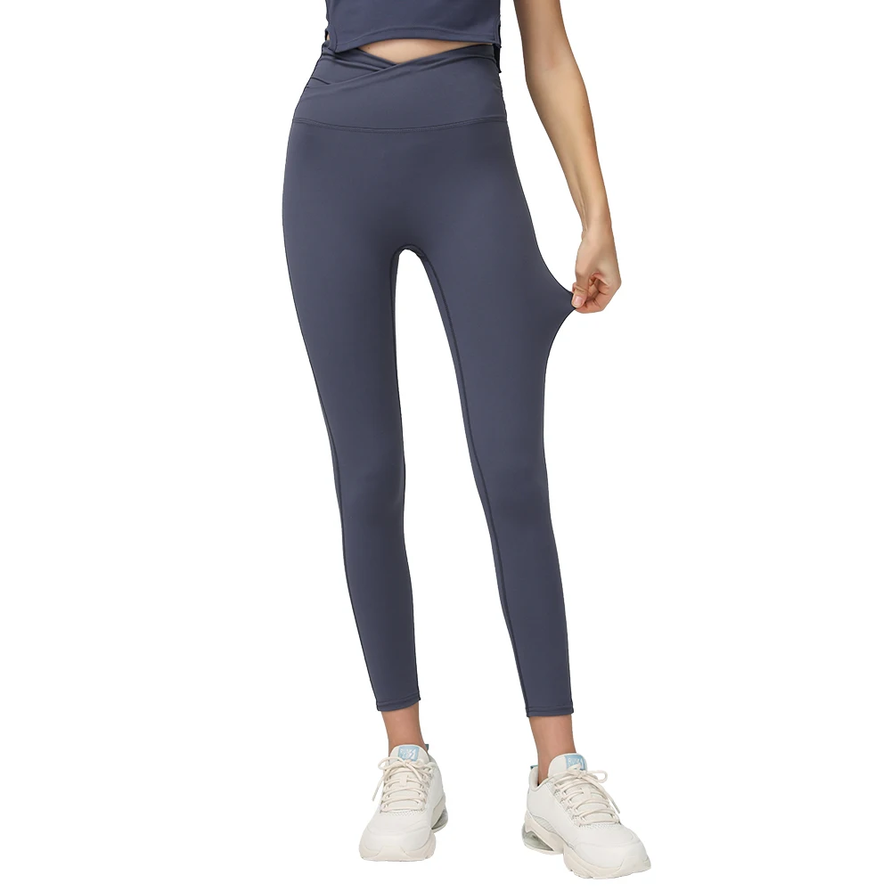 

2020new Slim Sports Leggings For Women Cross V-shaped Waisted Skinny Legging Trousers Solid Breathable Pants Sportswear
