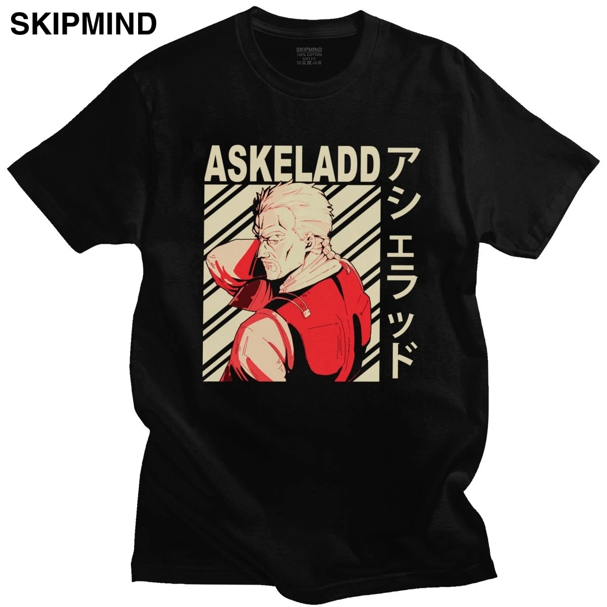 Крутая футболка Vinland Saga Askeladd Мужская с вырезом лодочкой и короткими рукавами