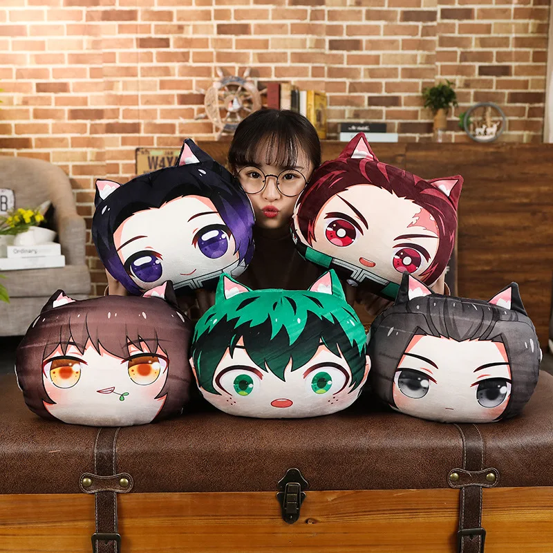 Аниме Demon Slayer Kimetsu no Yaiba Kamado Tanjirou Nezuko My Hero Academy зимняя плюшевая грелка для рук с героями мультфильмов подушка игрушки