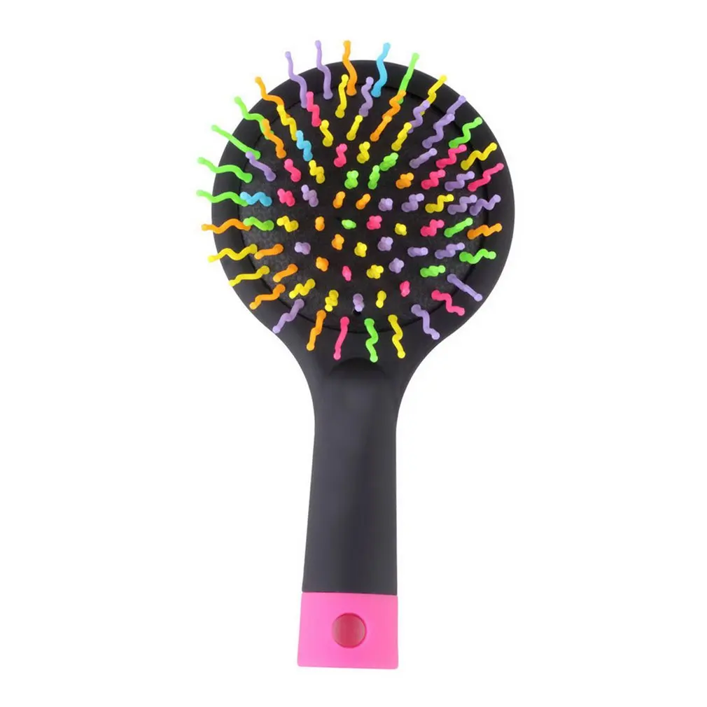 

Rainbow Volume Anti-static Magic Detangler Hair Curl Straight Massage Comb Brush Styling Tools With Mirror