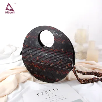 

Hiboom Arcylic beads strap round bags female fashionable shoulder bags circular bag for party evening totes