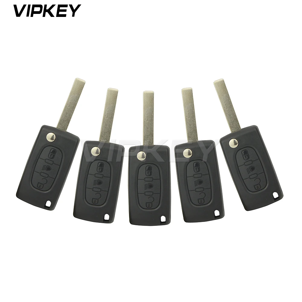 Remotekey 5pcs CE0536 3 Button With Light Button HU83 Key Blade 434mhz For Citroen Peugeot Folding Remote Key Remotekey