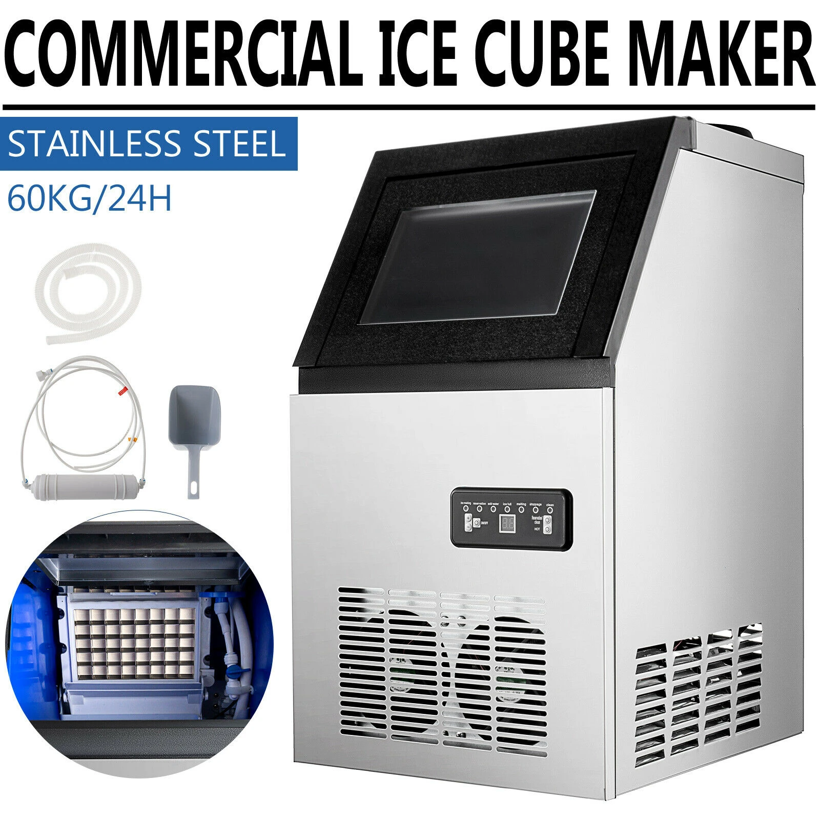 Máquina de hielo comercial integrada, congelador líquido para Bar, cocina,  restaurantes y café, 40/50/60kg, nuevo|Hieleras y pinzas para el hielo| -  AliExpress