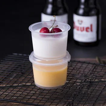 

High quality transparent disposable pudding cup 200ml thick heatable plastic cups party favor dessert small cup with lid