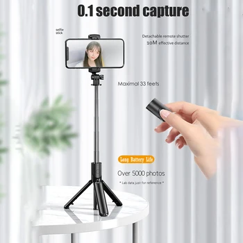 

Universal 4.5-6.2 Inches Bluetooth Remote Adjustable Selfie Stand Stick Extendable Monopod Tripod Cellphone Holder Accessories