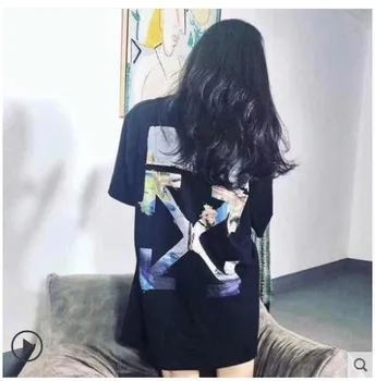 

2020 Spring and Summer Painting Graffiti Arrow Short Sleeve Men/woman Ow Ink Character All-Cotton T-shirt Fashion
