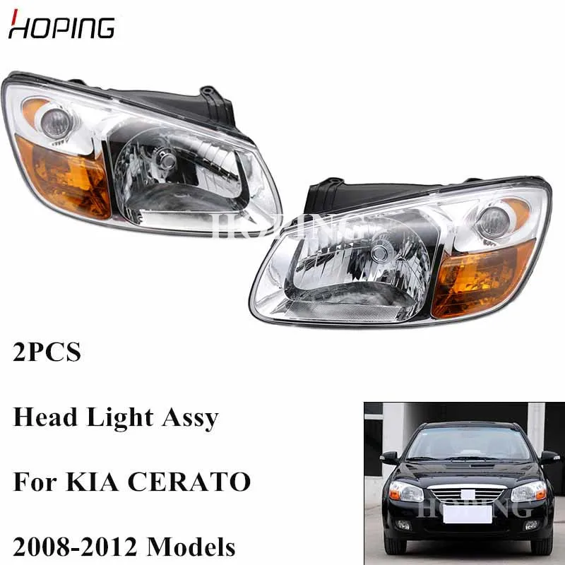 Hoping 2PCS/ Pair Front Bumper Head Light Headlight For KIA CERATO 2008 2009 2010 2011 2012 Replacement Headlamp Lamp Assy | Автомобили и