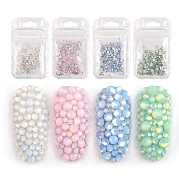 

1 Pack Mix Opal Crystal Nail Art Rhinestones Charm Glass Flatback Non Hotfix DIY Nail Jewelry Sticker Decorations