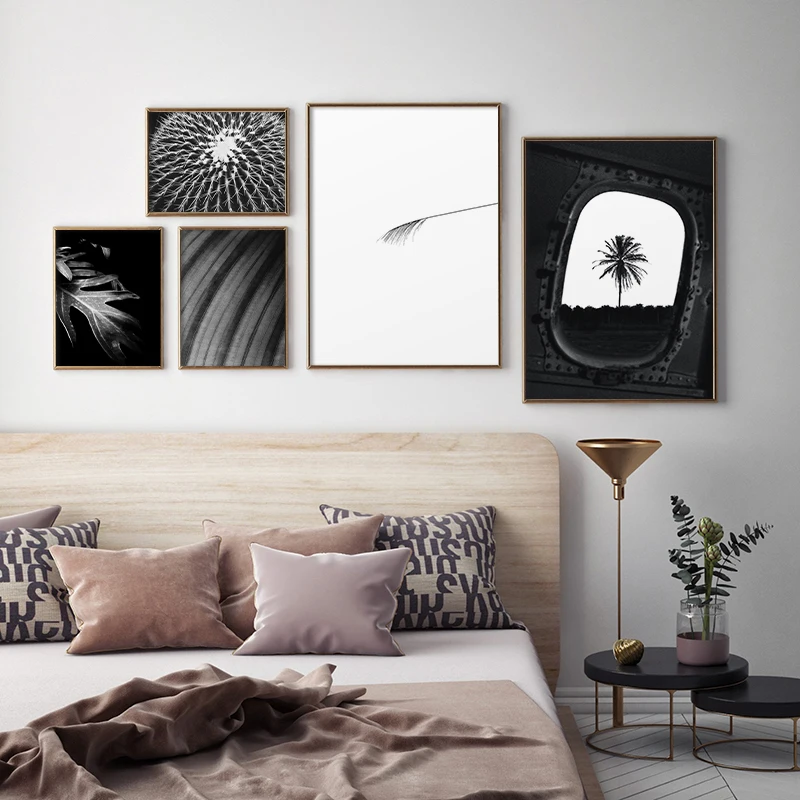 

Black and White Tropical Plants Cactus Dandelion Poster Canvas Print Wall Art Painting Nordic Picture Modern Living Room Decor