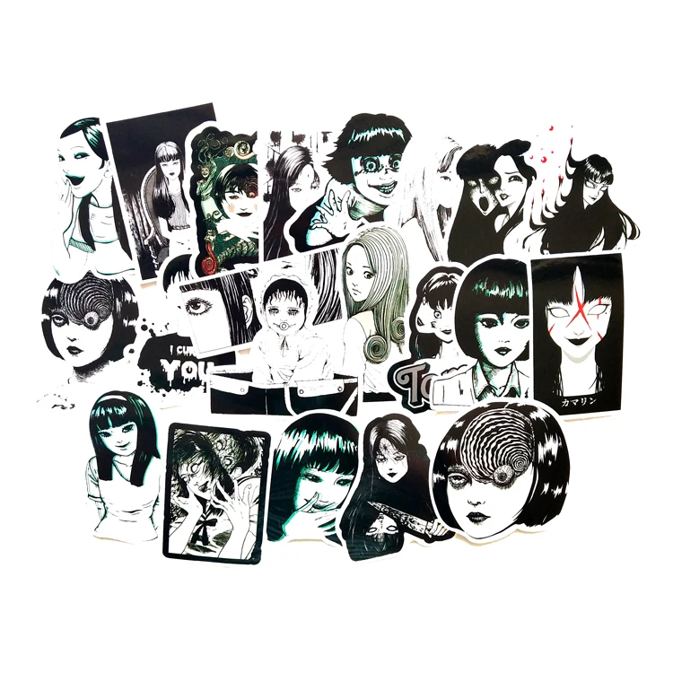 

21pcs Junji Itou TOMIE Whirlpool fans anime vintage paster cosplay funny decal scrapbooking diy toy sticker phone laptop
