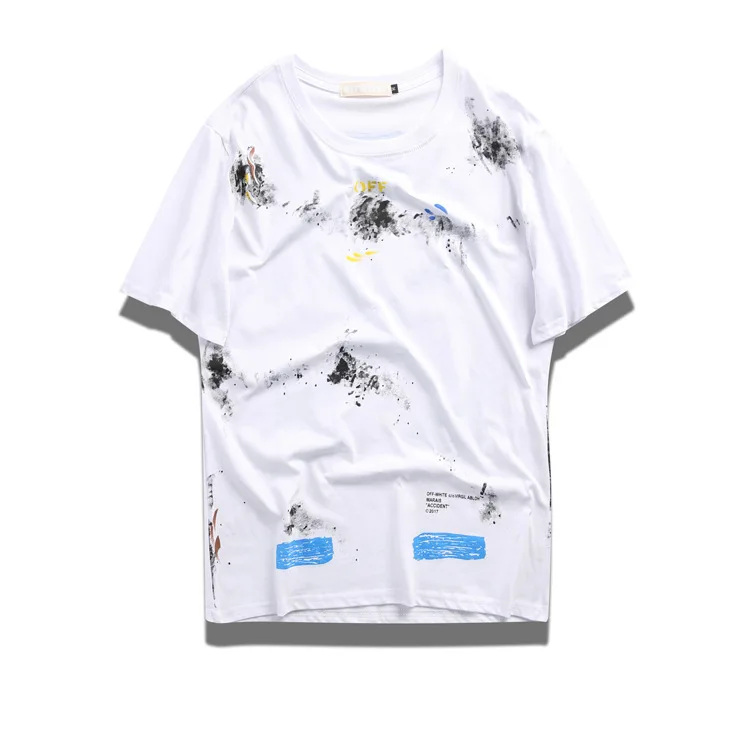 

Ow Summer off New Style Melbourne Series Short Sleeve T-shirt Ink Star Fireworks Men And Women Unisex Street Fashion Printed