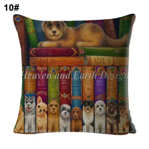45x45 см Симпатичный книги кошки Подушка Чехол для подушки диван-кровать кафе Офис Подушка Чехол домашнего декора - Цвет: 10