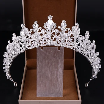 

AiliBride Baroque Crystal Wedding Tiara Bridal Crown for Wedding Diadem Queen Silver Rhinestone Women Hair Jewelry Accessories