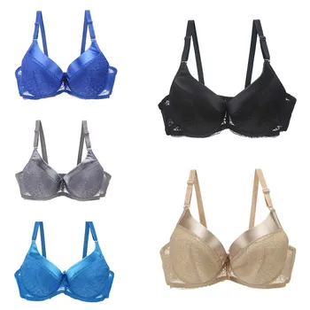 

French Sexy Lace Bra For Women Ultra-thin Solid Bralette Femme Plus Size Push Up Bra Large Cup Sexy Underwear Lingerie Women