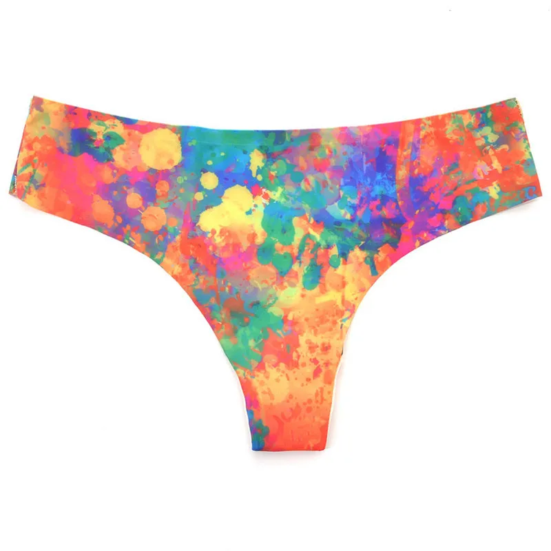 

Exclusive new woman Thong G-string personality print low waist seamless Panties sexy soft T-back for young women A19121-2