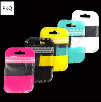 

5.5*9cm colorful small ziplock bag for coin mini plastic zip lock bag with hang hole pink