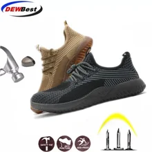 Дышащая защитная Рабочая обувь со стальным носком, уличная Мужская противоскользящая дезодорирующая стальная проколованная конструкция