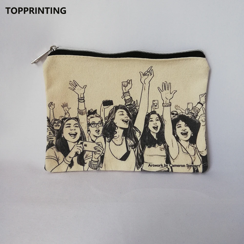 

300pcs/lot Custom Cosmetic Bag Reusable Organic Cotton Calico with Zipper Promotional Toiletry Travel Makeup Pouch Market Bags
