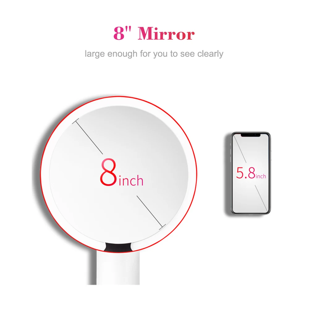 AMIRO 8 дюймов светодиодный зеркало для макияжа с умным сенсором регулируемое 6 уровень яркости столешница косметическое зеркало для Xiaomi зеркало для макияжа