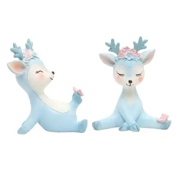 

2pcs Garden Decoration Garden Accessories Jardim Sika Deer Decoration Cartoon Desktop Adornments Resin Home Decorations