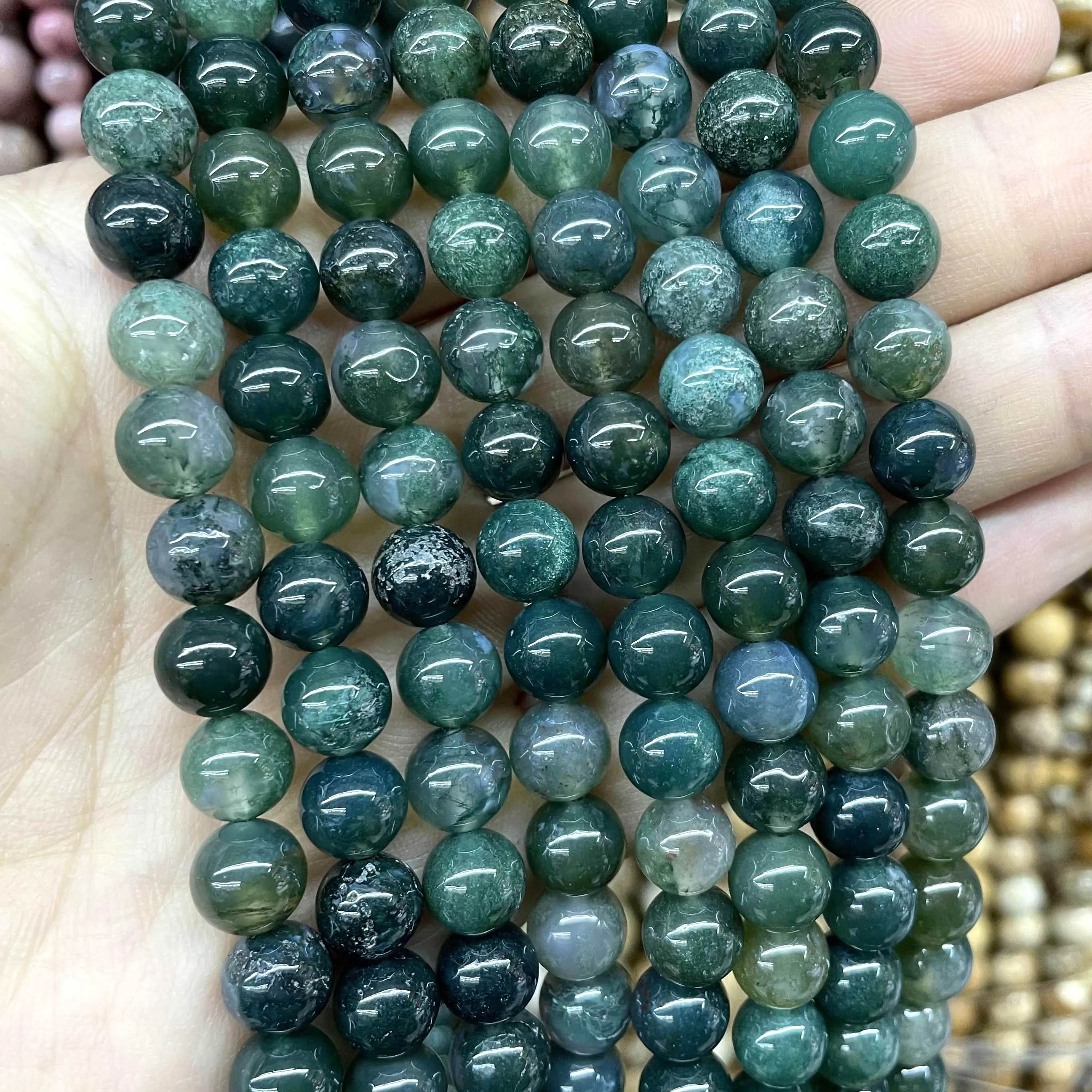4 6 8 10 MM Natural Colorful Agates Round Loose Stone Beads For Jewelry Making Charm Diy Bracelet Necklace Earrings Material