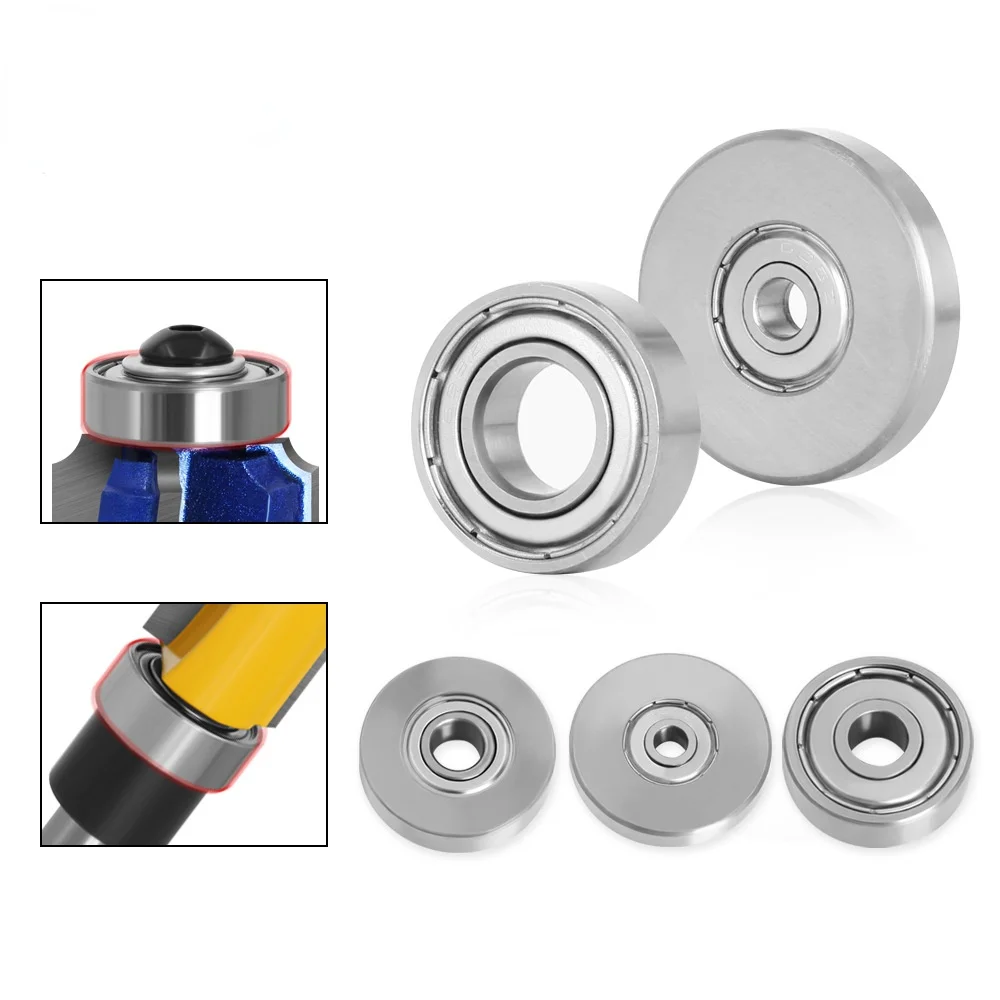 

Durable Steel Bearings Accessories Kit Fits for Milling Cutter Heads and Shank Top Mounted 1/2 3/8 3/4 Bearing & Stop Ring Set