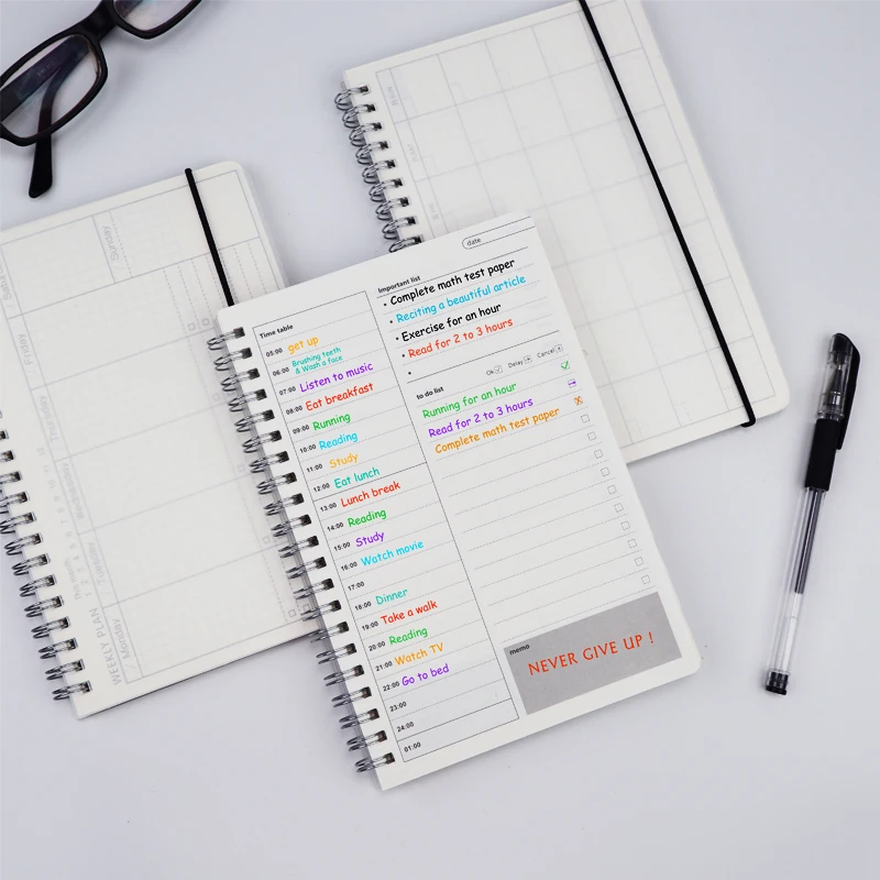 Agenda de 2021 cuadernos, planificador diario semanal mensual, organizador espiral A5, libros de notas, planificador de Agenda transparente mensual