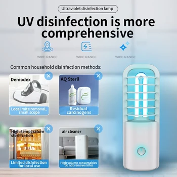 

UV Light Sanitizer Small Uvc Sterilizer Lamp Portable Usb Charging Home Disinfection Lamp For Home Bedroom Safety Cleaning