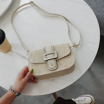 

Small Straw square Bags For Women 2020 Summer Beach Straw Bag Messengers high quality Beach Color Matching Woven Bags bolsos#g30