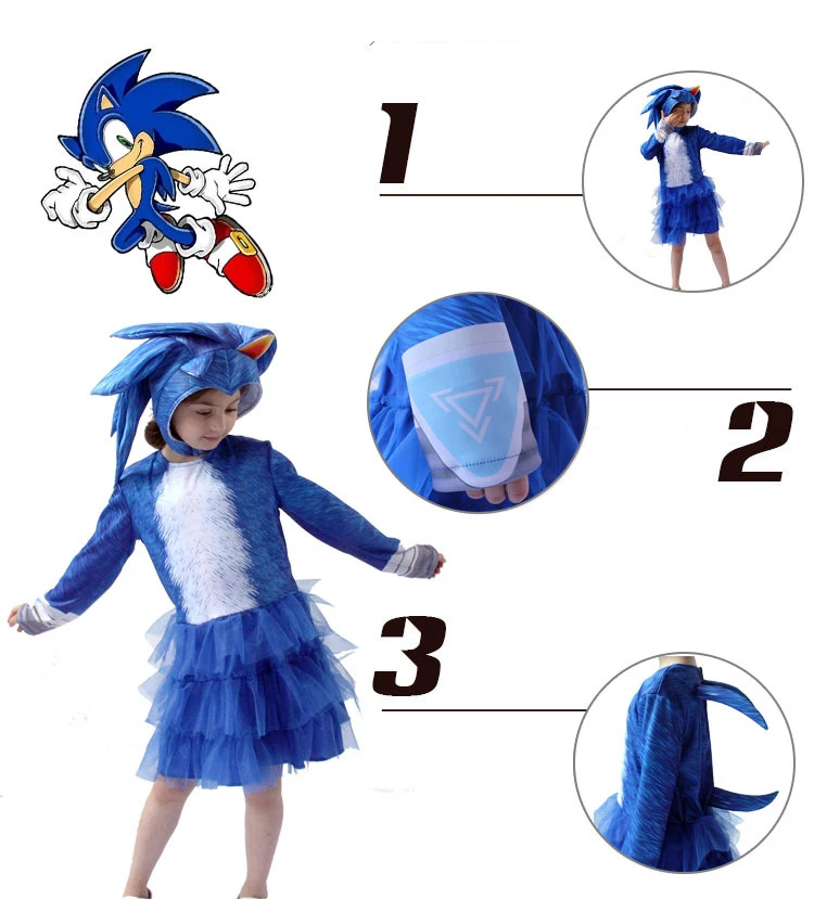 Boys Fancy Dress Sonic The Hedgehog Costume Kids Sonic Cosplay