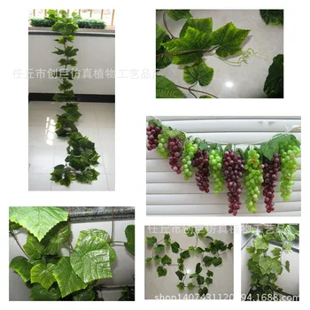 

Top Grade Grape Leaves Rattan Colour Printing Leaf Bound Be Waterproof Sun-resistant Grape Leaves Fake Pot Rattan