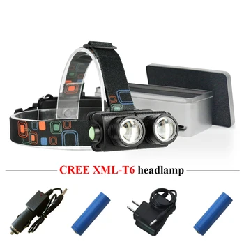 

Zoomable Headlight Mini CREE Xml t6 Headlamps Rechargeable LED Head Lamp waterproof 18650 battery Flashlight head torch