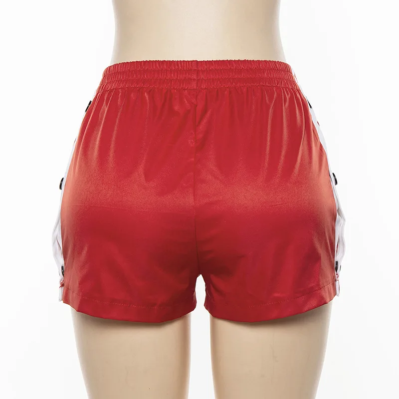 Summer new women's four-button slit striped casual shorts