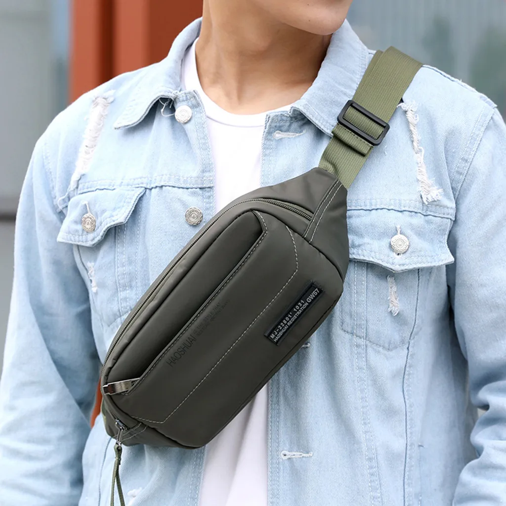 Простая поясная нагрудная Сумка На Открытом Воздухе многофункциональная черная с принтом букв карманы модная мужская сумка через плечо
