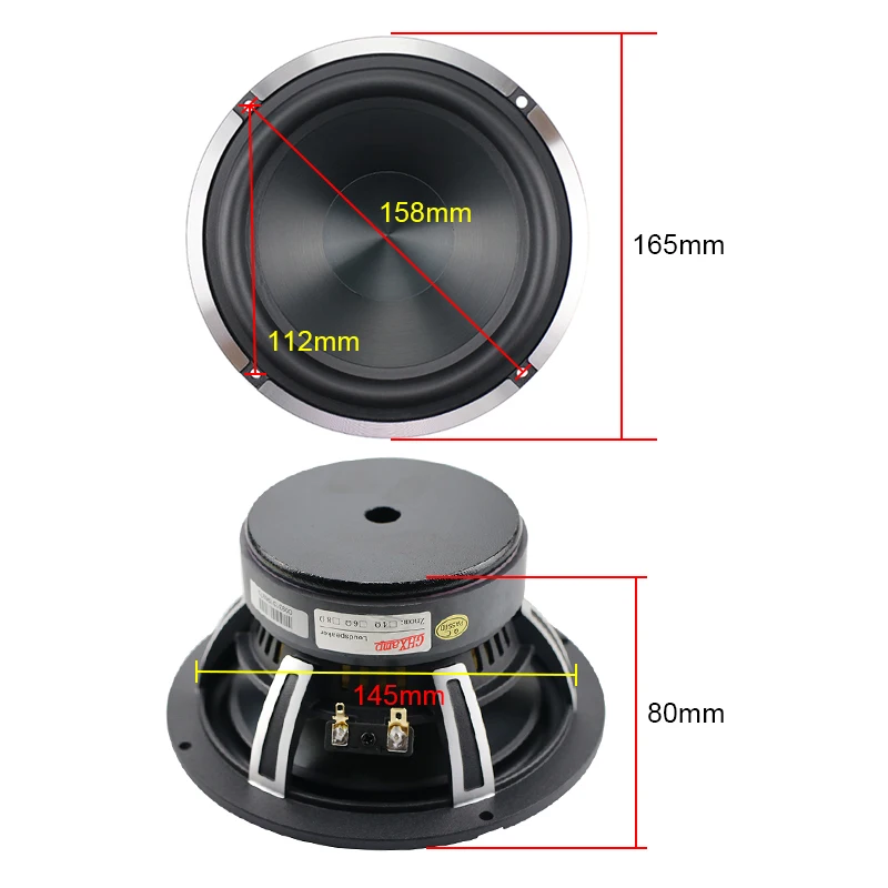 6.5 inch Waterproof Woofer Speaker Car Horn Cast Aluminum Basin Frame Bass Shock Ceramic Basin 4OHM 50W 46HZ 1PCS