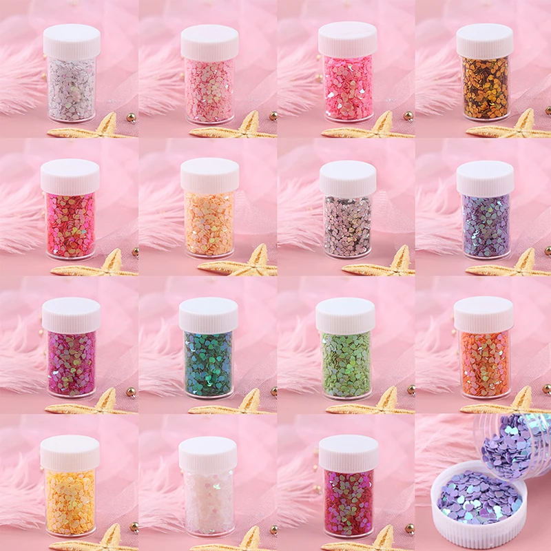 12 bottles 3D Mirror Nail Art Mermaid Glitter Hexagon Sequins Flakes Sparkling Pigment