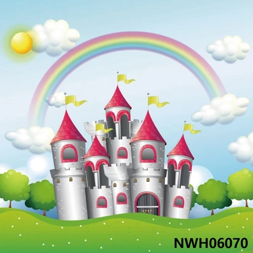 Детский Фотофон для первого дня рождения розовый синий воздушный шар с принцессой замок Корона Слон Единорог Золотой Виниловый фон - Цвет: NWH06070