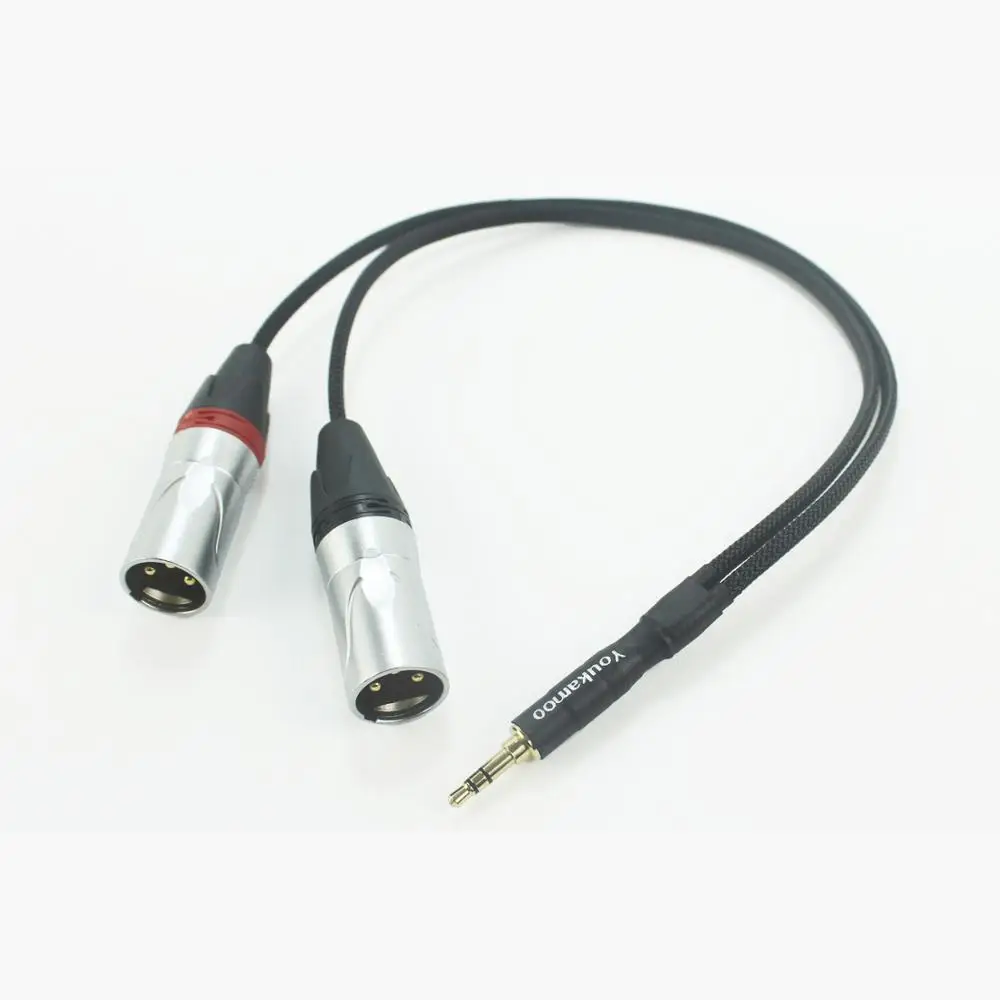 

3.5mm to Dual XLR Male Headphone Audio Headphone Silver Plated Adapter Cable 1 FT 0.3M
