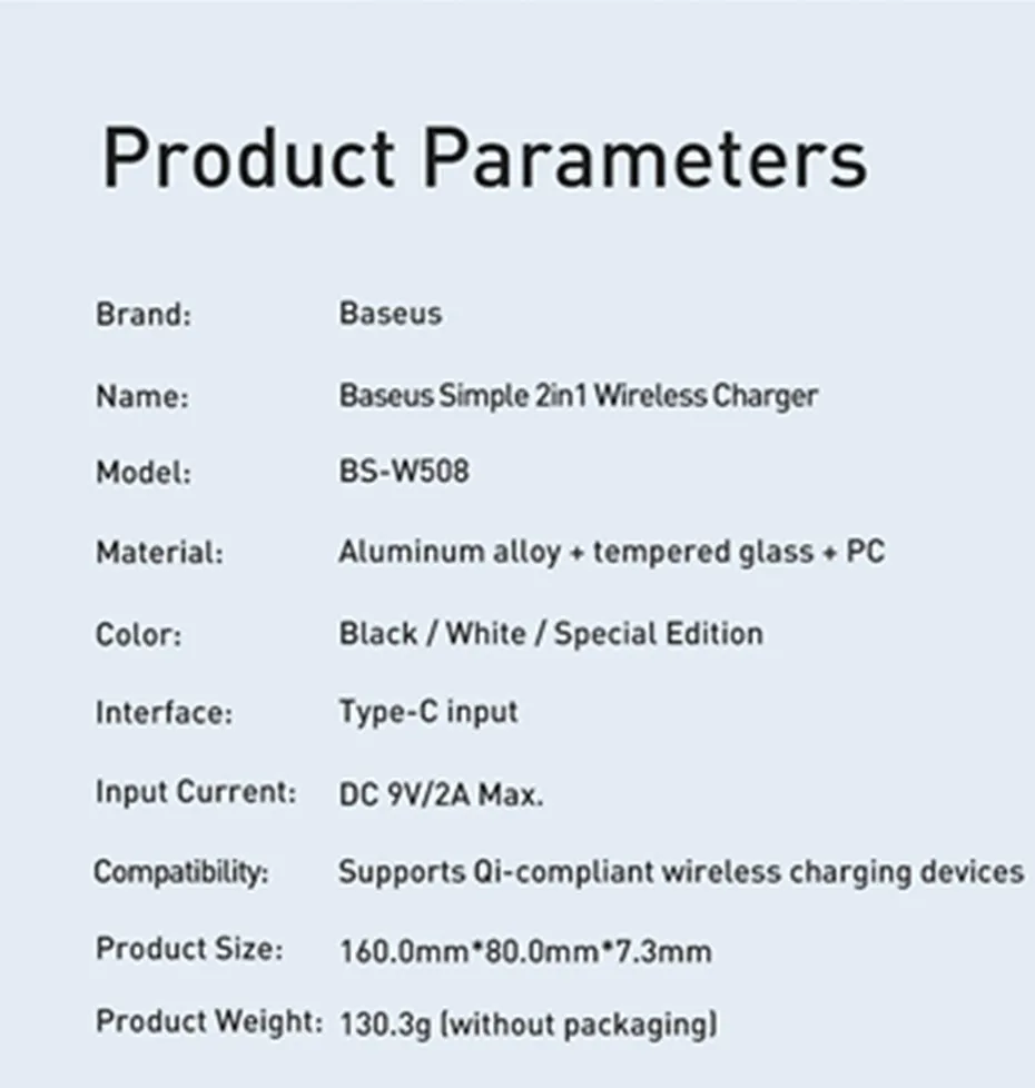 Xiaomi Baseus 2-в-1 беспроводной зарядное устройство 15 Вт двойной устройства с зарядным устройством быстрой зарядки интеллигентая(ый) защиты