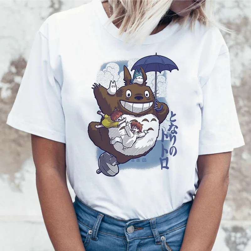 Totoro футболка Женская Топ Футболка студия Ghibli kawaii 90s Графический harajuku Miyazaki Hayao женская мода