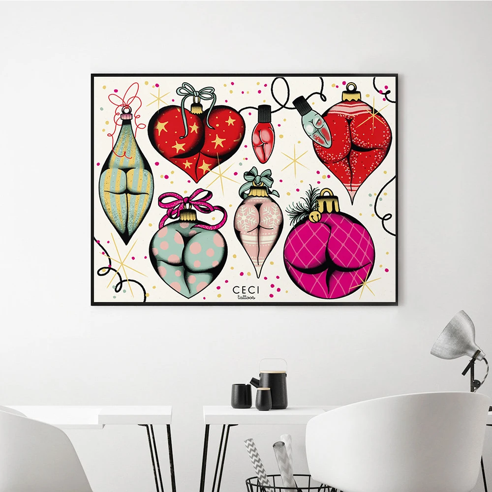 Sexy Cactass Carrots Booty Canvas Prints And Poster Christmas Decorations Tattoo Flash Painting Wall Picture For Bathroom Toilet