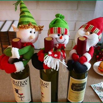 

Rantion New Christmas Wine Bottle Cover Decorations Snowman Santa Claus Bottle Cover Dinner Table Christmas For Home Xmas